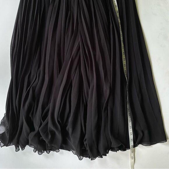 Badgley Mischka Dara Silver Sequin and Accordion Pleated Chiffon Jumpsuit Size 4 - Picture 11 of 13